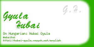 gyula hubai business card